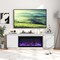 Black Electric Fireplace White TV Cabinet Engineered Wood MDF Media Console